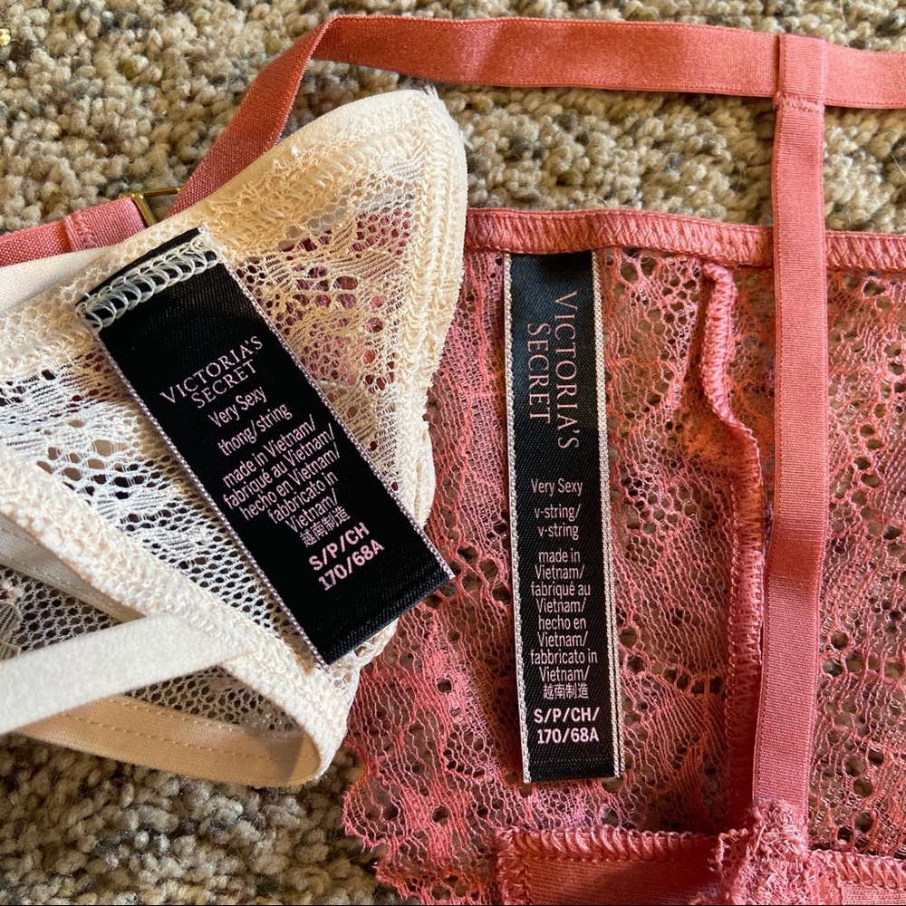 SOLD NEW Victoria's Secret Lace Thong Bundle Small - Picture 3 of 15